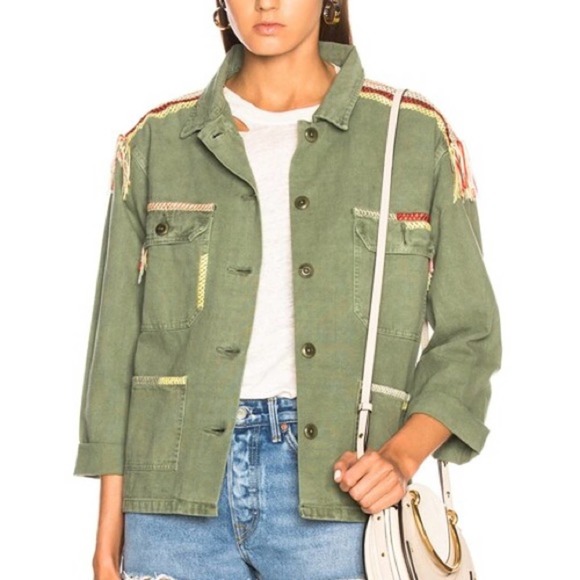THE GREAT. sergeant army green embroidered fringe jacket - Picture 4 of 11